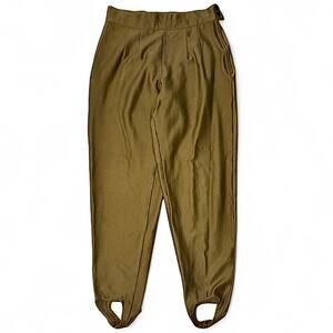 Vtg 80s Votre Nom Paris Stretch Stirrup Pants Size Small Olive Green High Waist